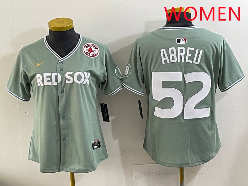 Women 2025 Boston Red Sox #52 Abreu Green Joint Name Nike MLB Jersey style 9->women mlb jersey->Women Jersey